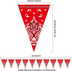 5 Pack Western Cowboy Party Decorations Bandana Pennant Banner Wild West Decor W