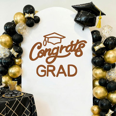 Brown Felt Congrats Grad Sticker Sign for Backdrop Graduation Decor for Party Co