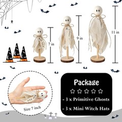 Halloween Decorations Indoor, Set of 3 Primitive Halloween Ghosts with Witch …