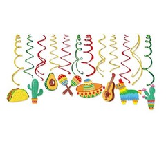 30Ct Mexican Fiesta Party Decorations Mexican Hanging Swirl Decorations Cinco…