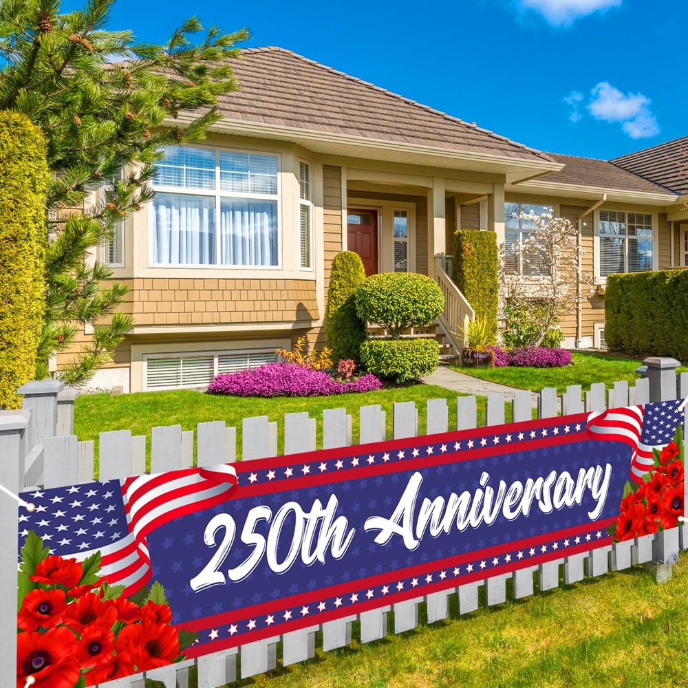 America 250th Anniversary Banner for Fence 4th of July Fourth of July Patriot…