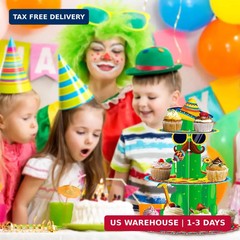 Fiesta Party Decorations – 3 Tier Mexican Birthday Party Cupcake Stand & Topper