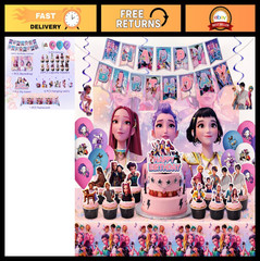 Kpop Demon Hunters Party Supplies Set – Banner, Backdrop, Balloons & More!