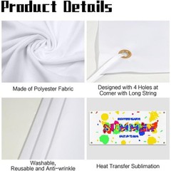 2×6 Ft White Polyester Oxford Cloth Blank Banner DIY Sublimation with Rope for