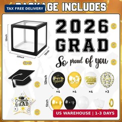 Graduation Decorations Class of 2026-Black and White Graduation Party Decoration