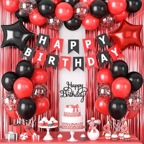 Red and Black Party Decorations for Men Women Boys Girls Confetti Red Black