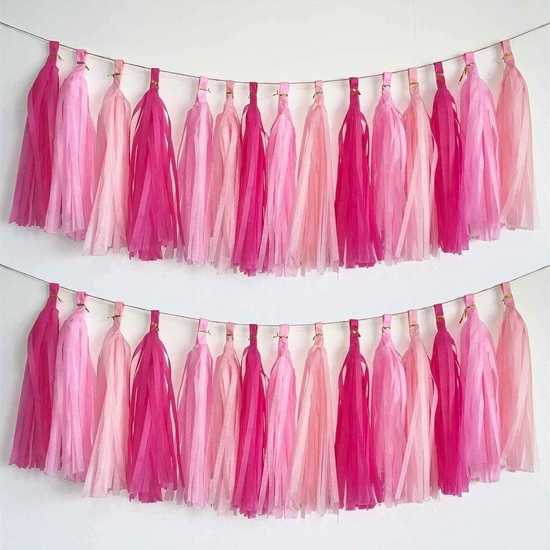 Tissue Paper Tassel Garland Banner Wedding Baby Shower Party Home Decoration DIY