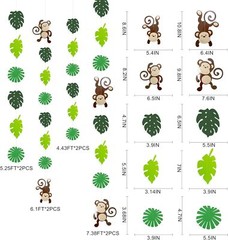 Monkey Palm Leaves Cutouts Garland Jungle Party Decorations Monkeys