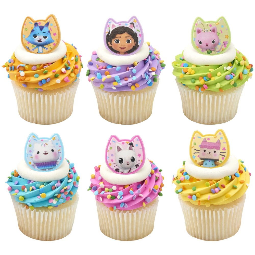DecoPac DreamWorks Gabby’s Dollhouse Rings, 72 Cupcake Decorations Featuring …
