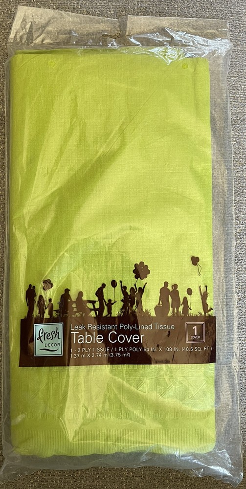 New! Fresh Decor Wasabi Green 54″X108″ Tissue Poly-Lined Table Cover Tablecloth