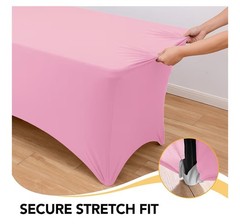 Dailyset 8-Pack Premium Pink Spandex Tablecloths for 6ft Rectangle Tables