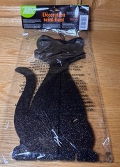 11.5″ Glitter Black Cat Hanging or Standing Centerpiece Halloween Decorations