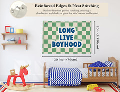 Toddler Boy Room Decor,Long Live Boyhood Banner,Nursery Playroom Wall Decor for
