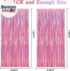 2 Pack Glitter Pink Backdrop, 3.28 FT X 7.05 FT Birthday Party Decorations, Lase