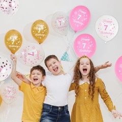 th Birthday Balloons – 16pcs & Gold, Happyth Birthday Confetti Balloons 7 Pink