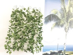 Botius 40 Ft Artificial Ivy Silk Vines Fake Hanging Leaves Dia:2.76″, Green