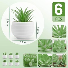 Der Rose 6 Pack Fake Plants Small Realistic Succulents 3.14″H × 2.3″W, Green