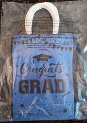 Gift Bags 6 Count New Blue Paper With Black Print Only Available Congrats Grad