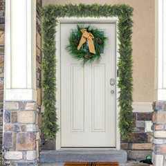 2Pcs 6 ft Christmas Cedar Garland-Realistic Cedar Pine Needles with 20 Pinecones