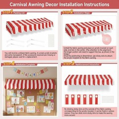 Waterproof Circus Awning Decor Farmers Market Decoration Red White 3D Striped
