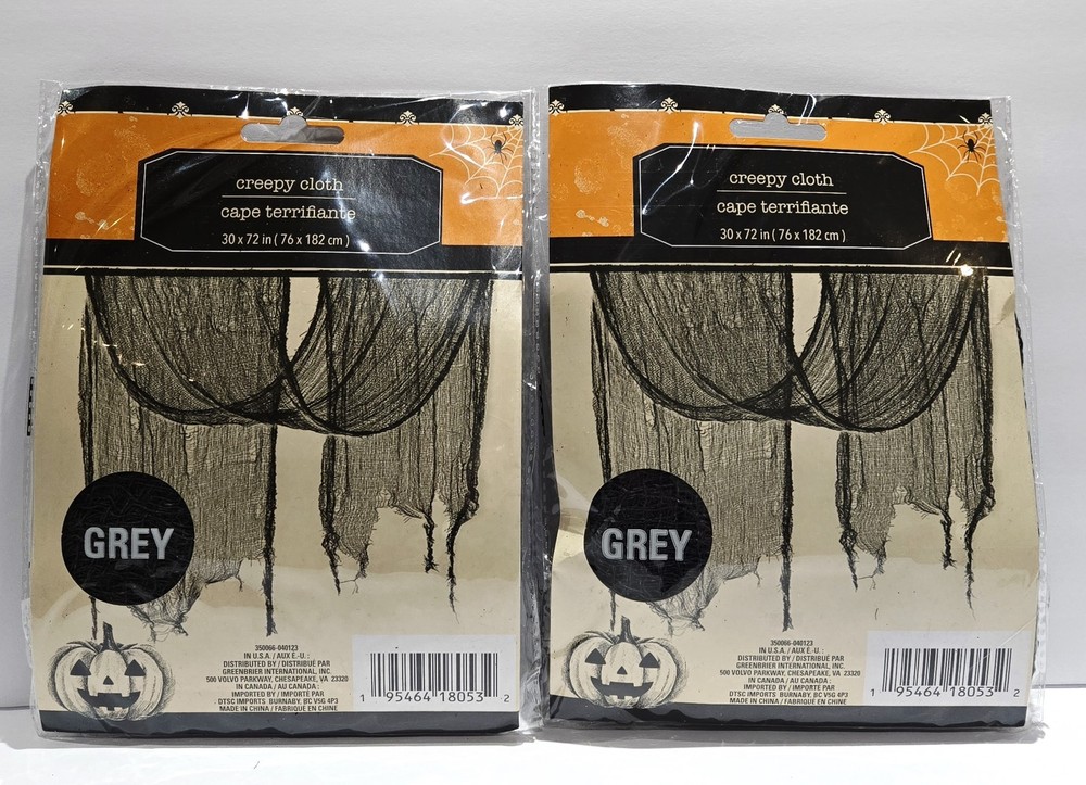 Pk Of 2 Creepy Cloth Grey Gothic Halloween Draping Cheese Cloth Decor 30″x72″