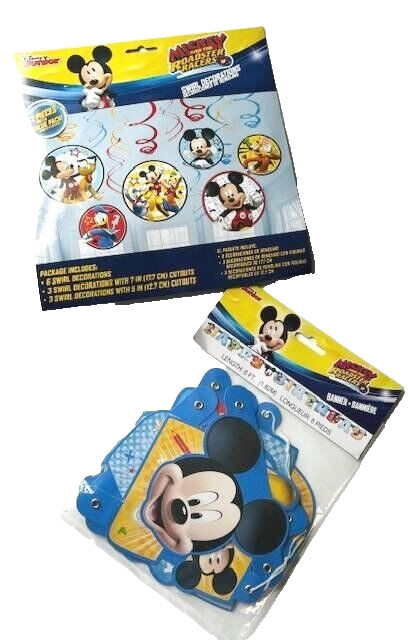 DISNEY MICKEY MOUSE 6ft BANNER AND SWIRLS Happy Birthday Party
