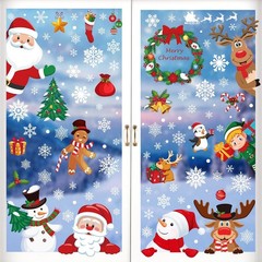 186PCS Christmas Decor, Window Clings, 9 Sheets Snowflake Colorful