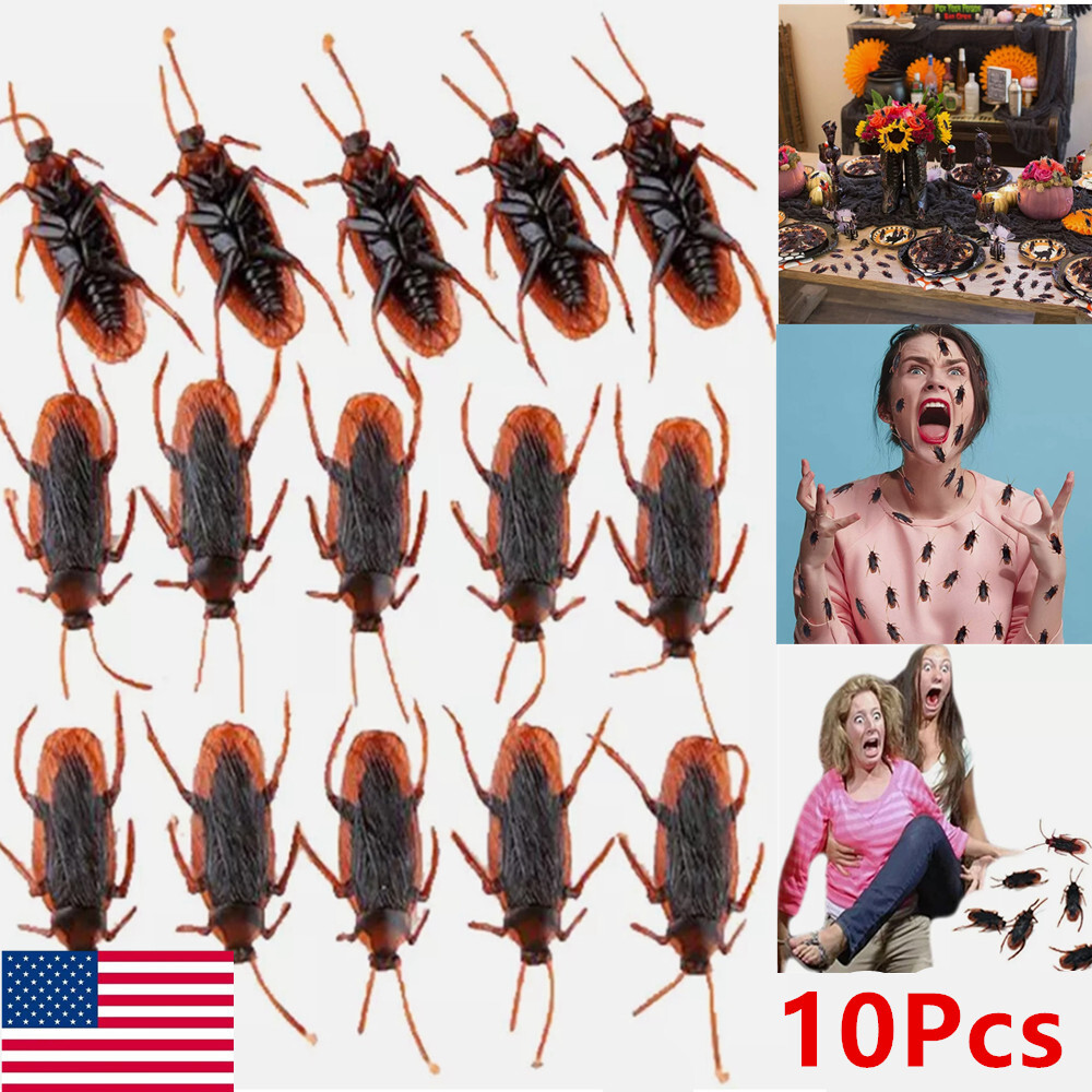 10X Prank Fake Roaches Plastic Cockroaches Creepy Roach Bugs Party Game Toy Gift