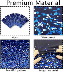 6Pcs Blue Silver Tablecloths Disposable Plastic Denim Diamond Party Decorations