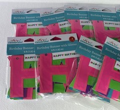 Way to Celebrate Birthday Banner Glitter Happy Birthday Lot 10 6ft