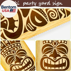 2 PCS Tiki Bar Surfboard Yard Signs Surfboard Beach Signs with Stakes Hawaiian L