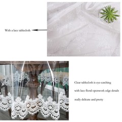 Jeloris Clear Round Plastic Tablecloth Vinyl PVC Waterproof Embroidered
