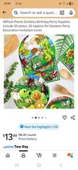 Plants Zombies Birthday Party Supplies – 40pk