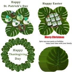 Hopeak Artificial Palm Leaves 24 Pieces 11.4»x 13.4» (24 Pieces), Green