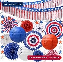 4th of July Decorations, 21-Pcs Red, White and Blue Patriotic Party Supplies, Fo