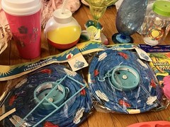 Misc. Items For Hawaiian/Luau Party/Pool, 16 Pcs, Straw Hat, Cups, Lei, Lanterns