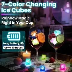 Liquid Activated LED Ice Cubes for Mojito Cocktails Drinks Multi-Color Changing