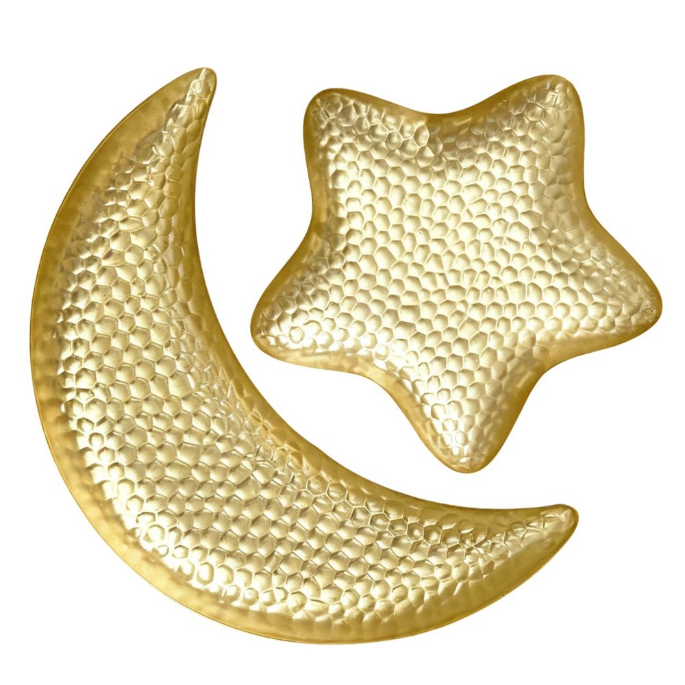 2 Pcs Hammered Star and Moon Fruit Plate Eid Tray Texture Serving