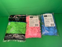 BALLONS (272 Total) Amscan 3 Colors Latex 12″ Kiwi 72/ Pack, Pink And Blue 9”