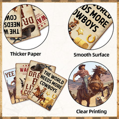 Western Party Decorations, Wild West Cowboy Rodeo Wall Signs Funny Tags for Part
