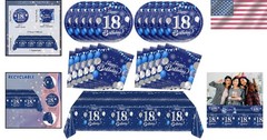 Birthday Decorations Kit Navy Blue Silver 18th Tableware Party Supplies