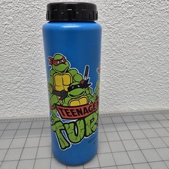 Vintage 1988 Teenage Mutant Ninja Turtles TNMT Blue Plastic Bottle with Straw
