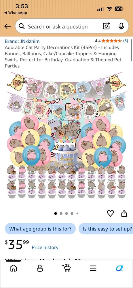Cat Party Decorations Kit (45Pcs) for Birthday, Graduation & Themed Pet Parties