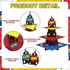 Exciting Superhero Cupcake Holder – 3-Tier Stand for Unforgettable Events