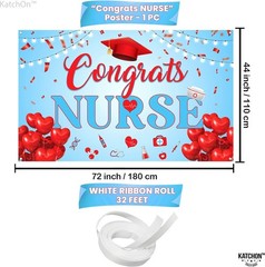 Red and Blue Congrats Nurse Banner – XtraLarge, 72×44 Inch | Graduation Banner,