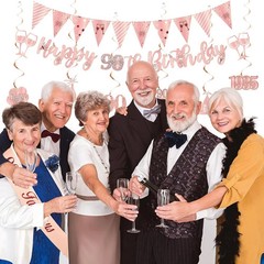 90th Birthday Party Decorations for Women, Rose Gold Gold, Pink