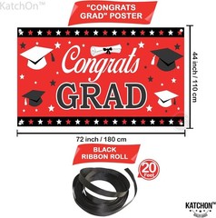 Graduation Decorations 2026 | Red and Black Congrats Grad Banner – 72×44 Inch…