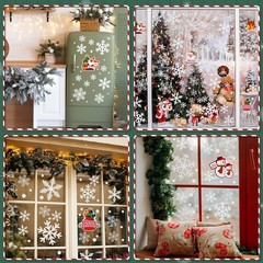 KESOTO 96PCS Christmas Decorations, Snowflake Window Clings, Glueless White