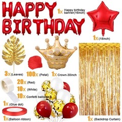 Decoracion De Cumpleaños Globos De Letras Rojos y Dorados Para Mujer Fiestas Set