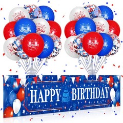 Red White and Blue Birthday Decorations 24Pcs Blue Red White Birthday Balloon…
